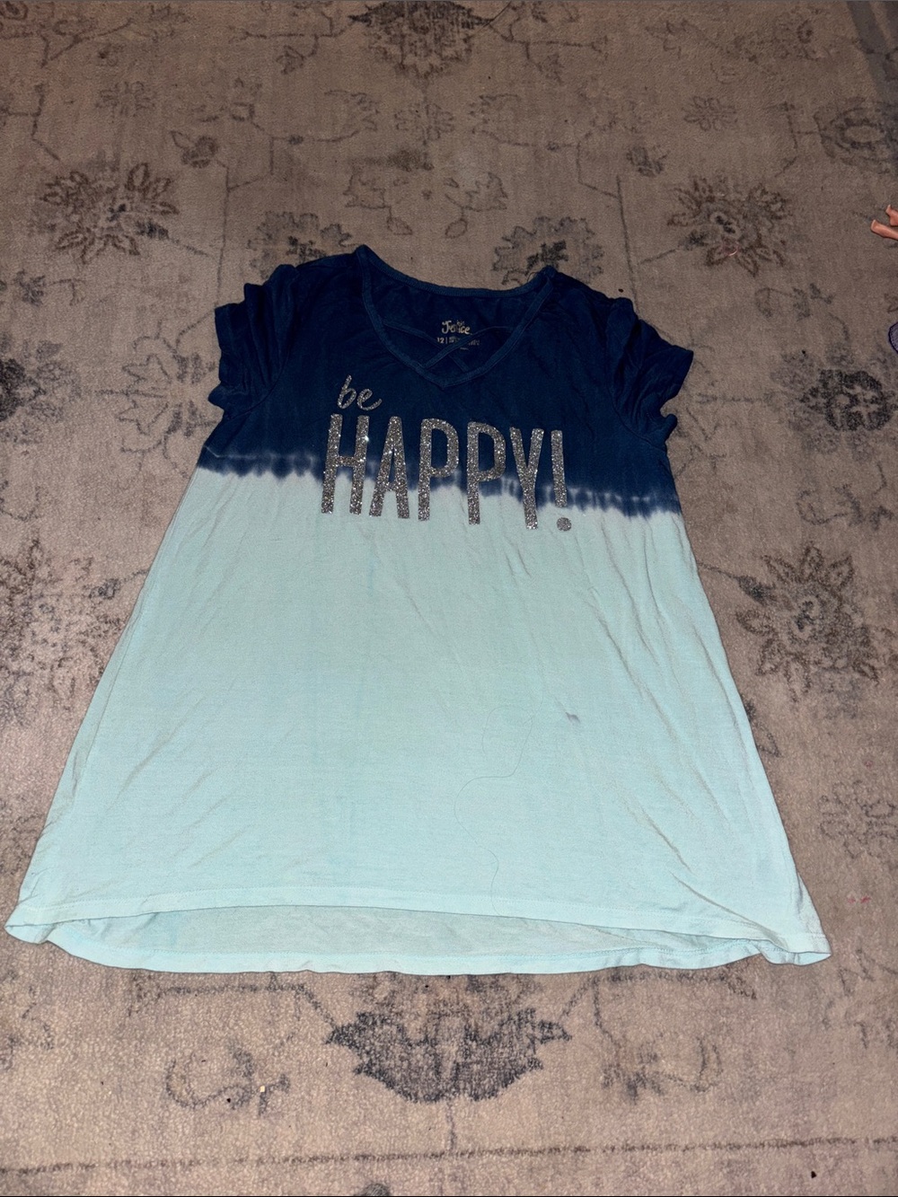 Justice Girls Blue Ombre "Be Happy!" Short Sleeve Tee